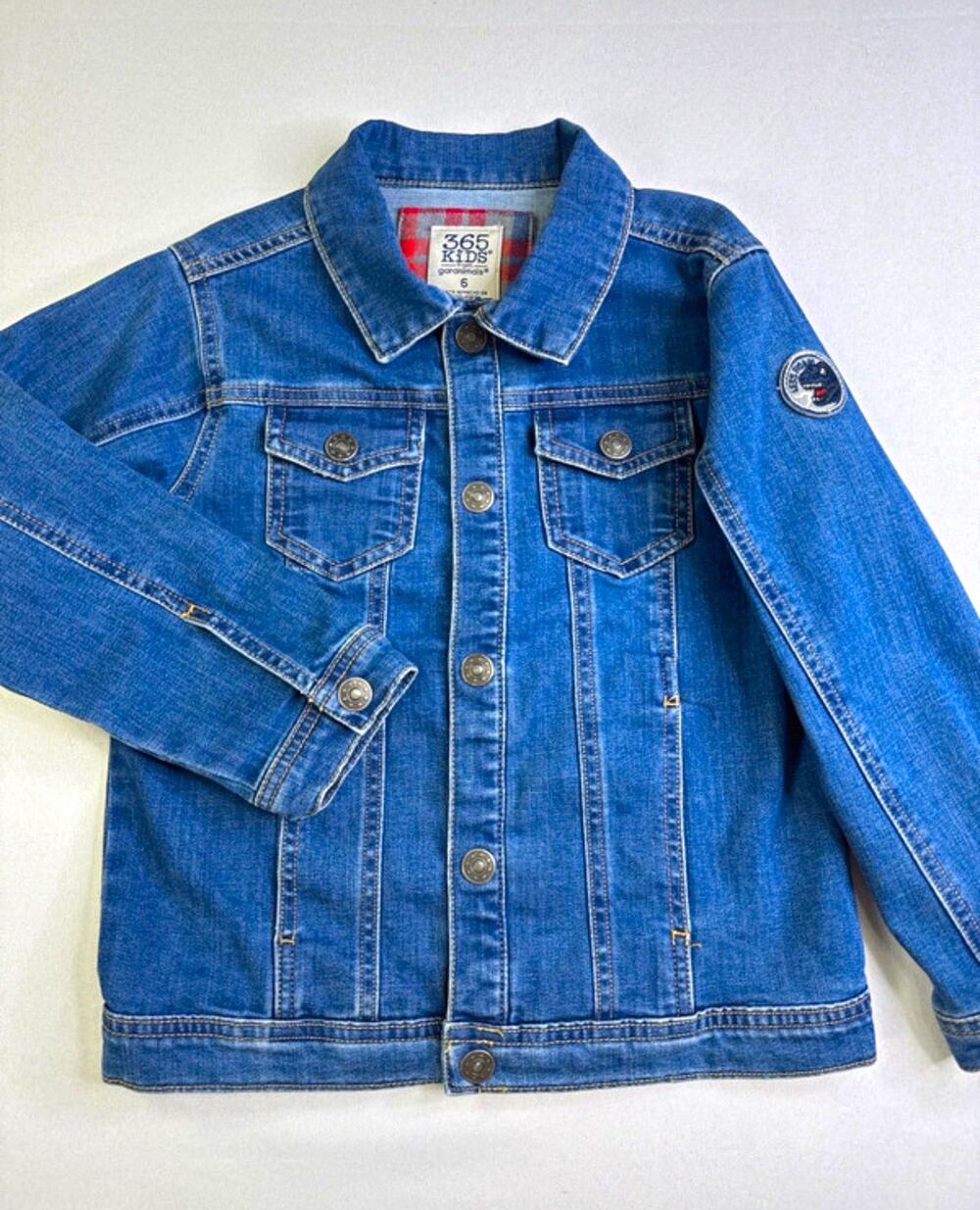 365 Kids Garanimals Boys Size 6 Denim Jean Jacket T-Rex Dinosaur Patch